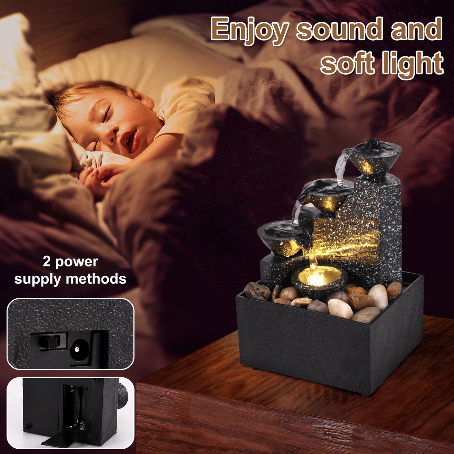 Fuente Decorativa de Mesa - Cascada Relajante para Hogar y Oficina