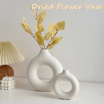 Creative Donut-Shaped Vase, Nordic-Style Plastic Vase.