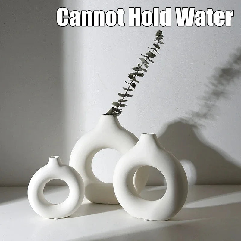 Creative Donut-Shaped Vase, Nordic-Style Plastic Vase.