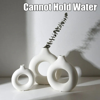 Creative Donut-Shaped Vase, Nordic-Style Plastic Vase.