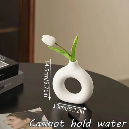 Creative Donut-Shaped Vase, Nordic-Style Plastic Vase.