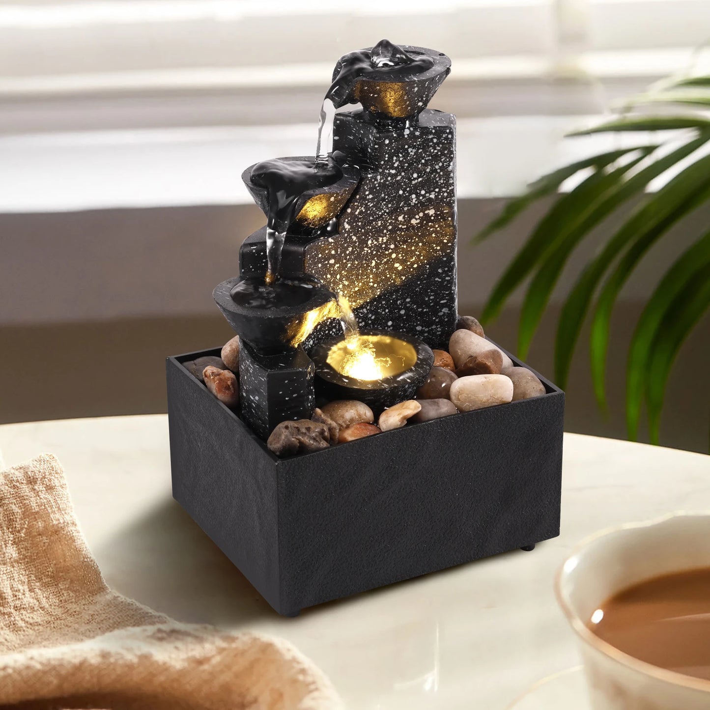 Fuente Decorativa de Mesa - Cascada Relajante para Hogar y Oficina