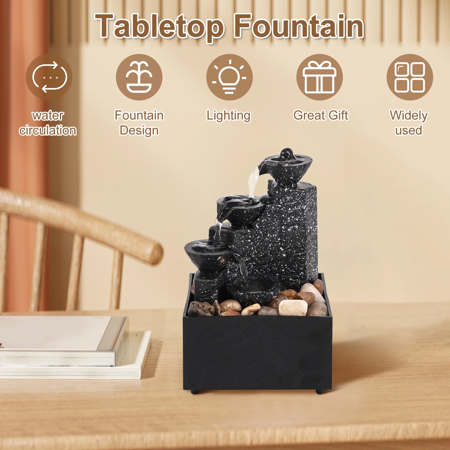 Fuente Decorativa de Mesa - Cascada Relajante para Hogar y Oficina