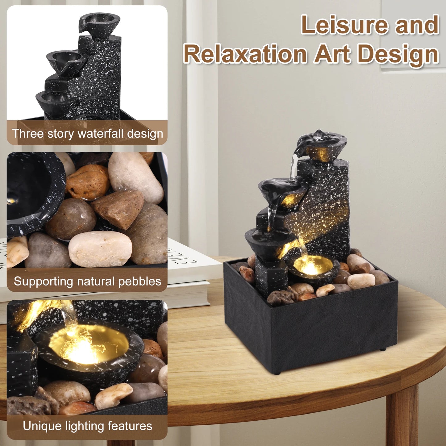 Fuente Decorativa de Mesa - Cascada Relajante para Hogar y Oficina