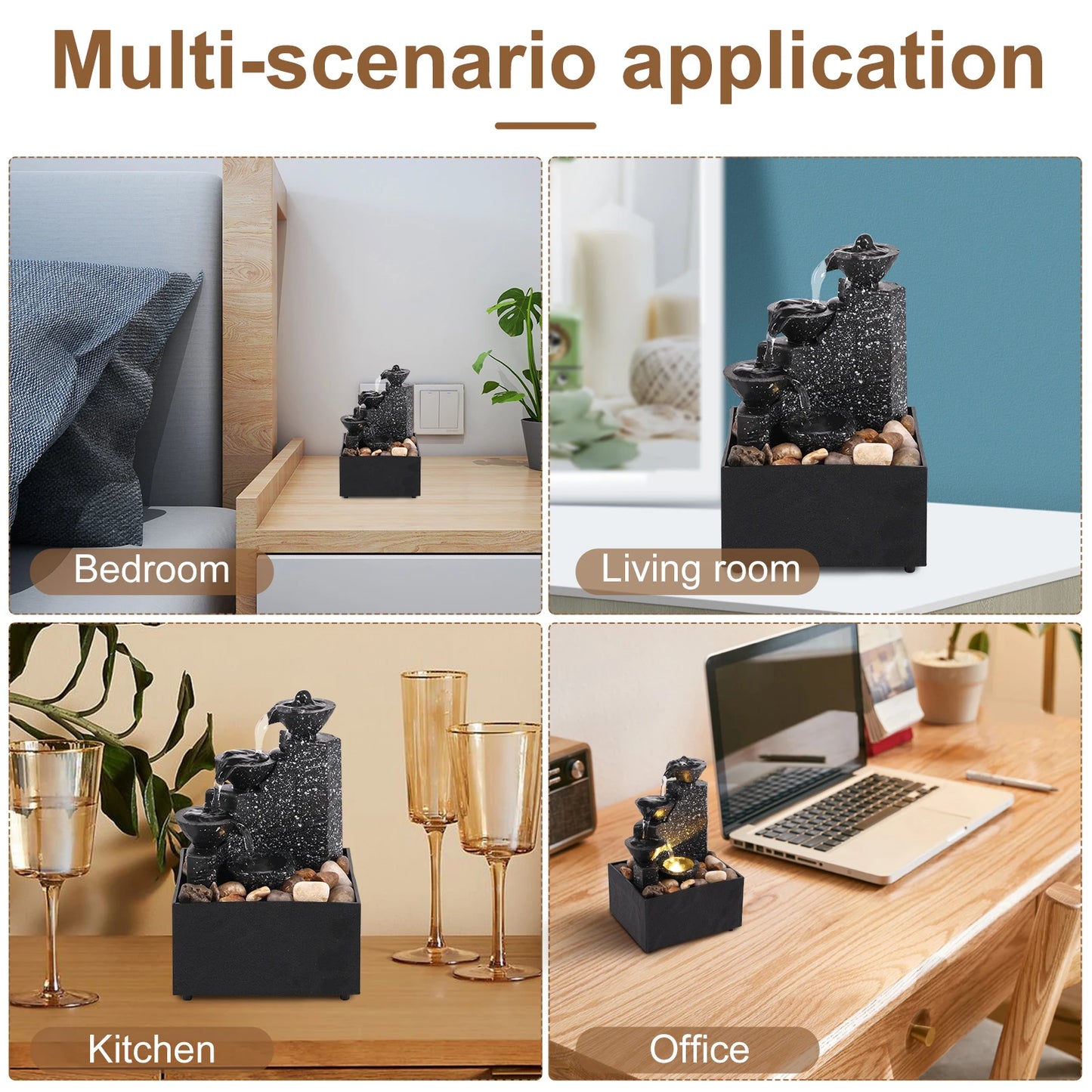 Fuente Decorativa de Mesa - Cascada Relajante para Hogar y Oficina