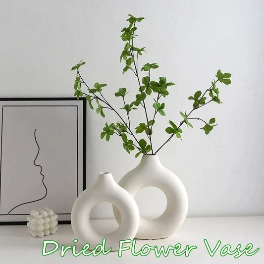Creative Donut-Shaped Vase, Nordic-Style Plastic Vase.
